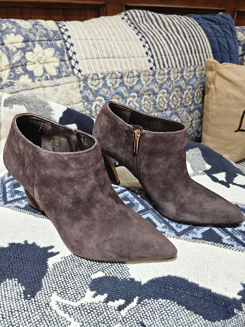 Vince Camuto Root Beer True Suede Pointed Toe Ankle Booties